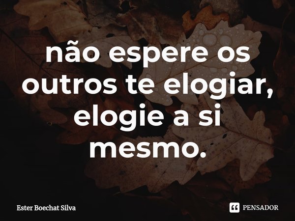 ⁠não espere os outros te elogiar, elogie a si mesmo.... Frase de Ester Boechat Silva.