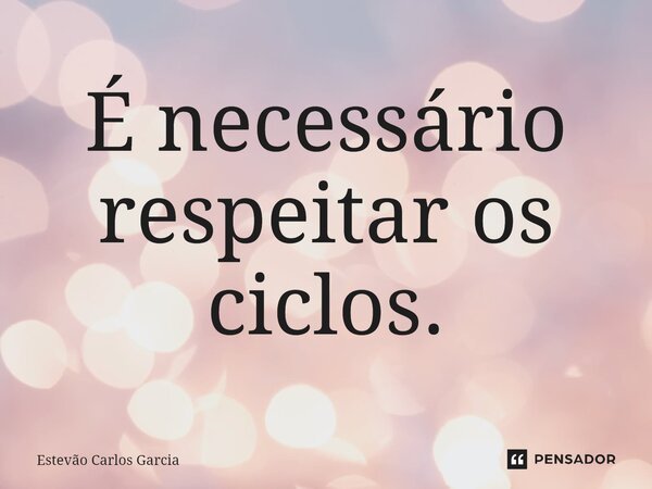 ⁠É necessário respeitar os ciclos.... Frase de Estevão Carlos Garcia.