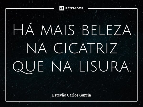 ⁠Há mais beleza na cicatriz que na lisura.... Frase de Estevão Carlos Garcia.