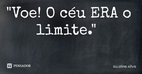 "Voe! O céu ERA o limite."... Frase de eu.aline.silva.