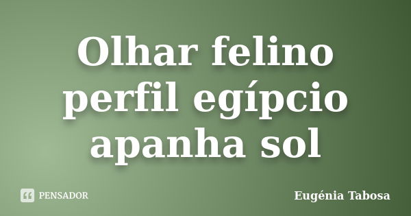 Olhar felino
perfil egípcio
apanha sol... Frase de Eugénia Tabosa.