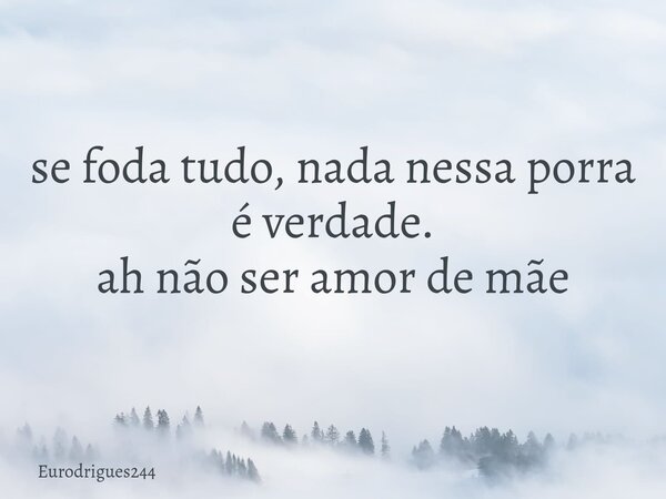 se foda tudo, nada nessa porra é verdade. ah não ser amor de mãe⁠... Frase de eurodrigues244.