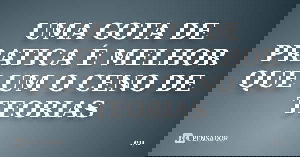 UMA GOTA DE PRATICA É MELHOR QUE UM O CENO DE TEORIAS... Frase de EU.