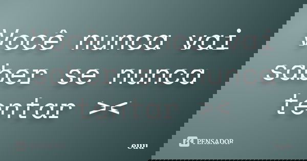 Você nunca vai saber se nunca tentar ><... Frase de euu.