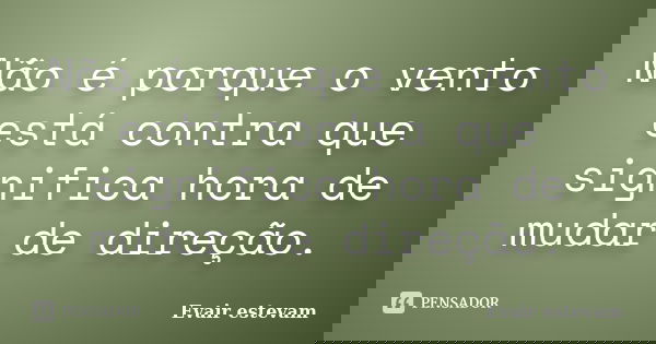 Não é porque o vento está contra que significa hora de mudar de direção.... Frase de Evair estevam.