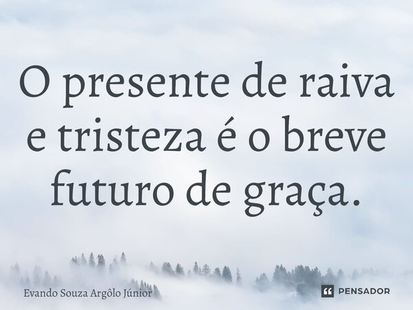 ⁠O presente de raiva e tristeza é o breve futuro de graça.... Frase de Evando Souza Argôlo Júnior.
