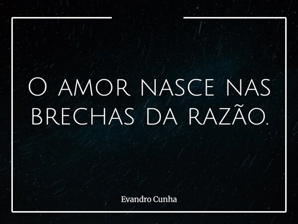 O amor nasce nas brechas da razão.... Frase de Evandro Cunha.