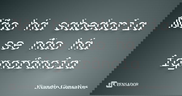 Não há sabedoria se não há ignorância... Frase de Evandro Gonsalves.