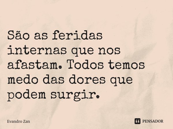 ⁠São as feridas internas que nos afastam. Todos temos medo das dores que podem surgir.... Frase de Evandro Zan.