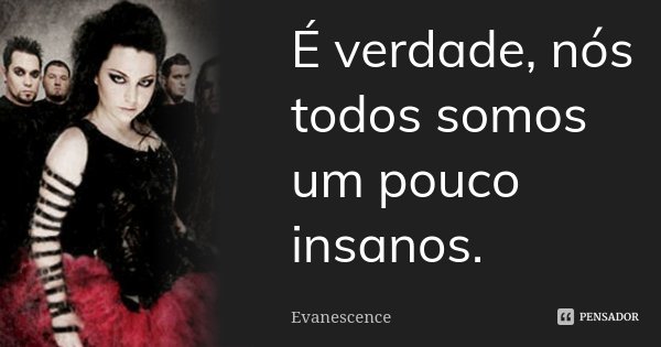 É verdade, nós todos somos um pouco insanos.... Frase de Evanescence.