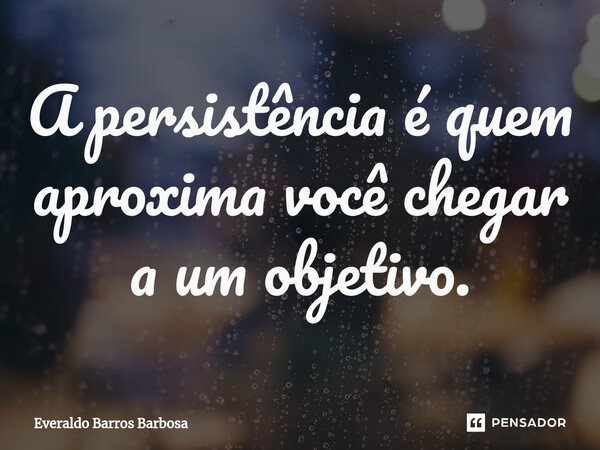 A ⁠persistência é quem aproxima você chegar a um objetivo.... Frase de Everaldo Barros Barbosa.