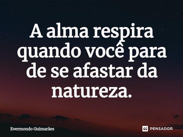 ⁠A alma respira quando você para de se afastar da natureza.... Frase de Evermondo Guimarães.