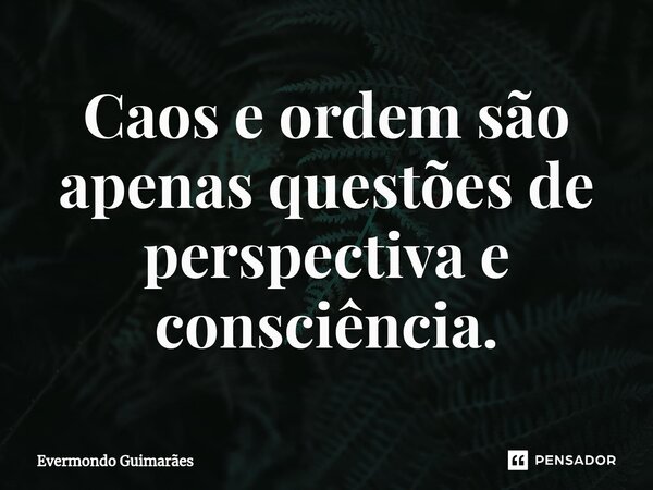 Caos e ordem são apenas questões de perspectiva e consciência.⁠... Frase de Evermondo Guimarães.