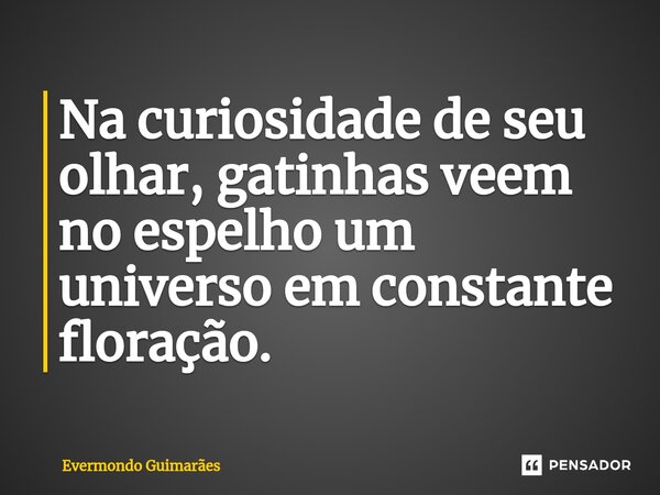 ⁠Na curiosidade de seu olhar, gatinhas veem no espelho um universo em constante floração.... Frase de Evermondo Guimarães.