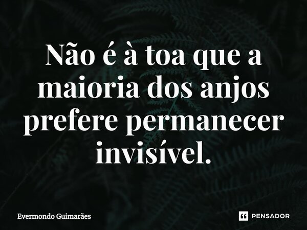 ⁠Não é à toa que a maioria dos anjos prefere permanecer invisível.... Frase de Evermondo Guimarães.
