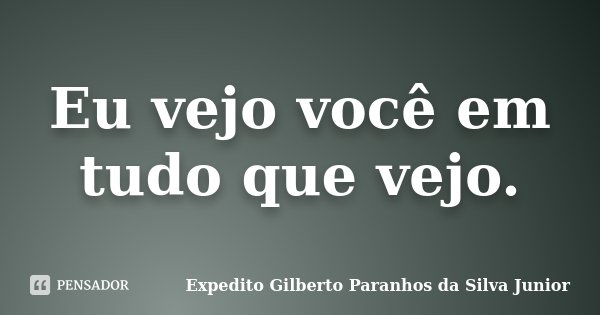 Eu vejo você em tudo que vejo.... Frase de Expedito Gilberto Paranhos da Silva Junior.