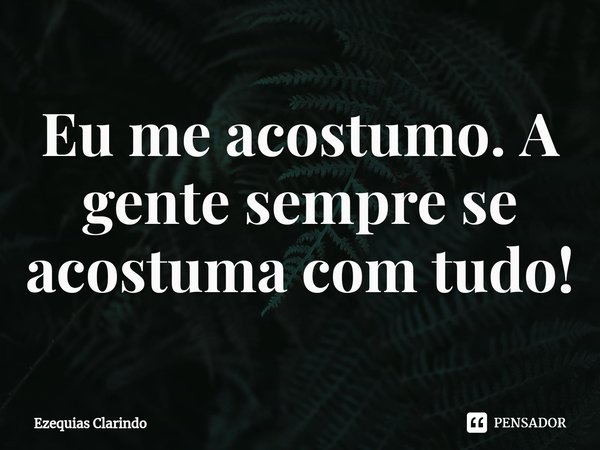 Eu me acostumo. ⁠A gente sempre se acostuma com tudo!... Frase de Ezequias Clarindo.