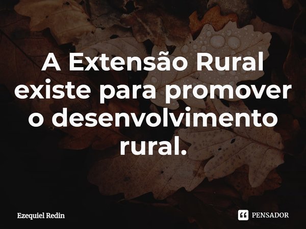 ⁠A Extensão Rural existe para promover o desenvolvimento rural.... Frase de Ezequiel Redin.