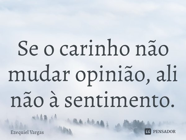 ⁠Se o carinho não mudar opinião, ali não à sentimento.... Frase de Ezequiel Vargas.