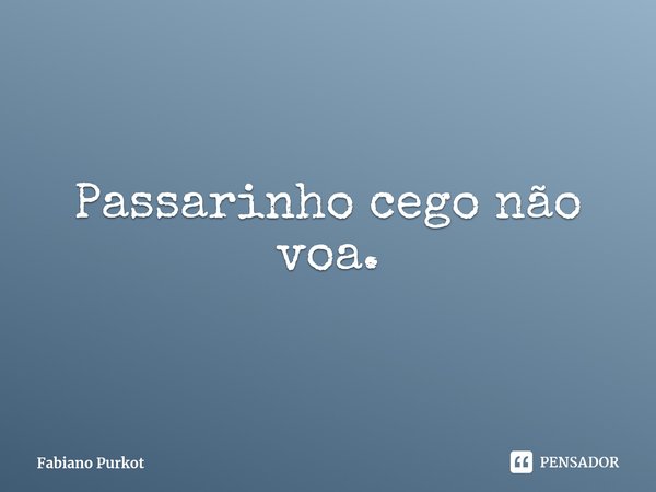 ⁠Passarinho cego não voa.... Frase de Fabiano Purkot.