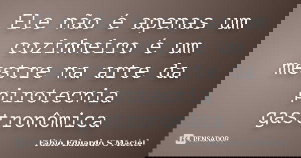 Ele não é apenas um cozinheiro é um mestre na arte da pirotecnia gastronômica... Frase de Fábio Eduardo S Maciel.