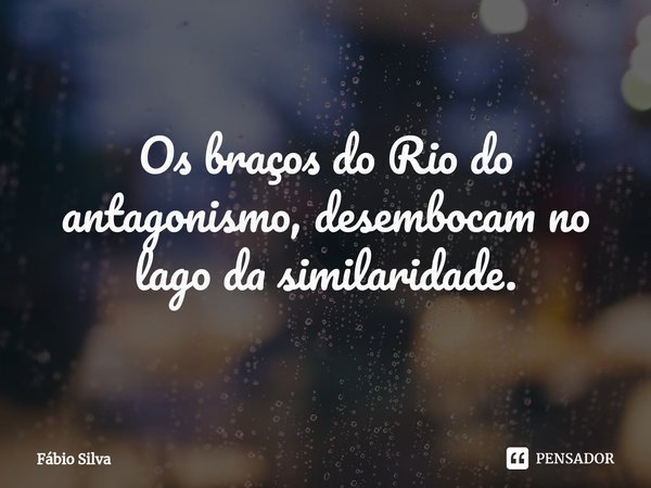 ⁠Os braços do Rio do antagonismo, desembocam no lago da similaridade.... Frase de Fábio Silva.