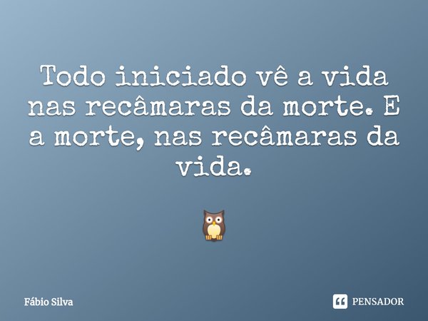 ⁠Todo iniciado vê a vida nas recâmaras da morte. E a morte, nas recâmaras da vida. 🦉... Frase de Fábio Silva.