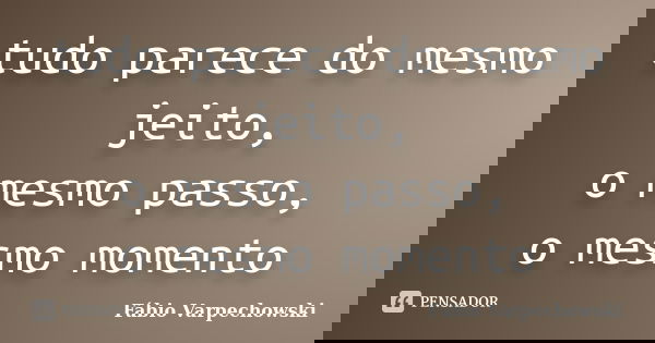 tudo parece do mesmo jeito, o mesmo passo, o mesmo momento... Frase de Fábio Varpechowski.