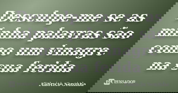 Desculpe-me se as minha palavras são como um vinagre na sua ferida... Frase de Fabrício Seninha.