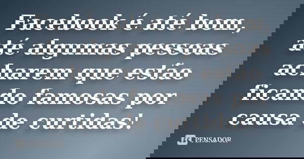 Facebook é até bom, até algumas pessoas acharem que estão ficando famosas por causa de curtidas!
