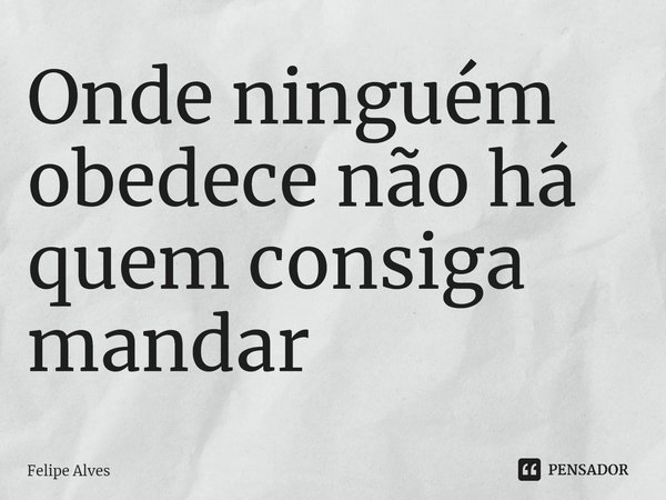 ⁠Onde ninguém obedece não há quem consiga mandar... Frase de Felipe Alves.