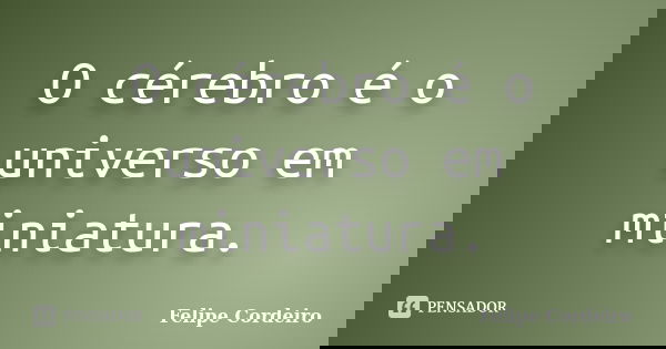 O cérebro é o universo em miniatura.... Frase de Felipe Cordeiro.