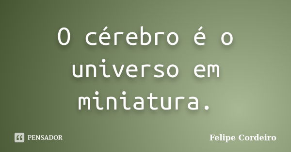 O cérebro é o universo em miniatura.... Frase de Felipe Cordeiro.