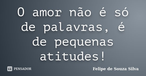 O amor não é só de palavras, é de pequenas atitudes!... Frase de Felipe de Souza Silva.