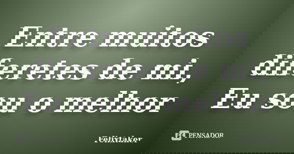 Entre muitos diferetes de mi, Eu sou o melhor... Frase de Felixtaker.