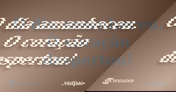 O dia amanheceu. O coração despertou!... Frase de Felliphe.