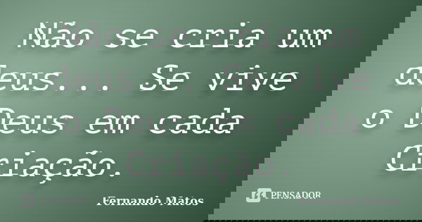 Não se cria um deus... Se vive o Deus em cada Criação.... Frase de Fernando Matos.