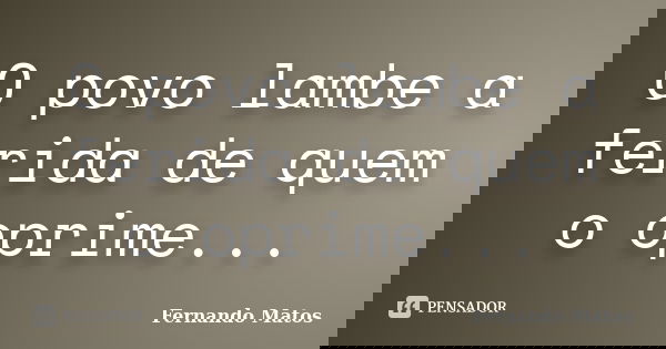 O povo lambe a ferida de quem o oprime...... Frase de Fernando Matos.