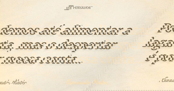 Podemos até alimentar a lagarta, mas o despertar é por nossa conta...... Frase de Fernando Matos.