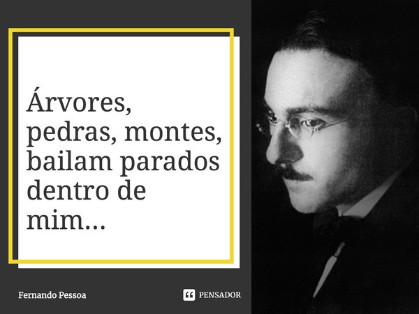 Árvores, pedras, montes, bailam parados dentro de mim...... Frase de Fernando Pessoa.