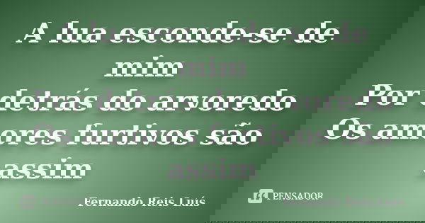A lua esconde-se de mim Por detrás do arvoredo Os amores furtivos são assim... Frase de Fernando Reis Luís.