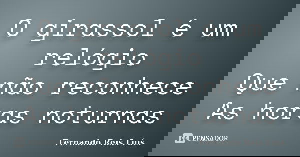 O girassol é um relógio Que não reconhece As horas noturnas... Frase de Fernando Reis Luís.