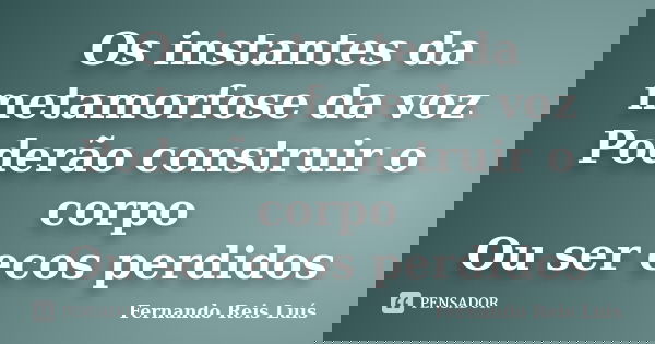 Os instantes da metamorfose da voz Poderão construir o corpo Ou ser ecos perdidos... Frase de Fernando Reis Luís.
