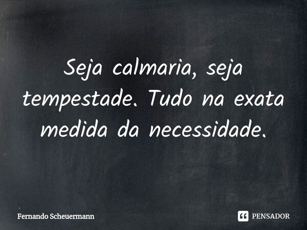 ⁠Seja calmaria, seja tempestade. Tudo na exata medida da necessidade.... Frase de Fernando Scheuermann.