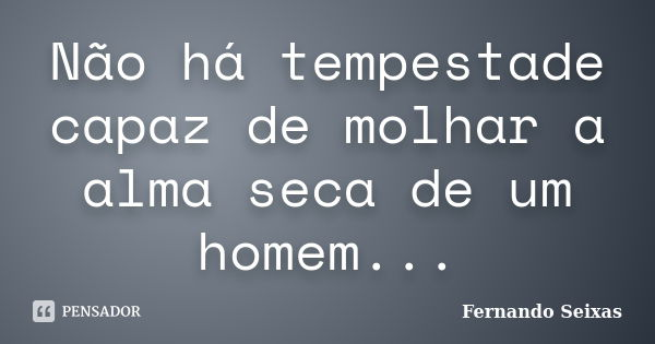 Não há tempestade capaz de molhar a alma seca de um homem...... Frase de Fernando Seixas.