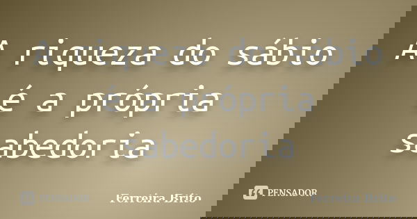 A riqueza do sábio é a própria sabedoria... Frase de Ferreira Brito.
