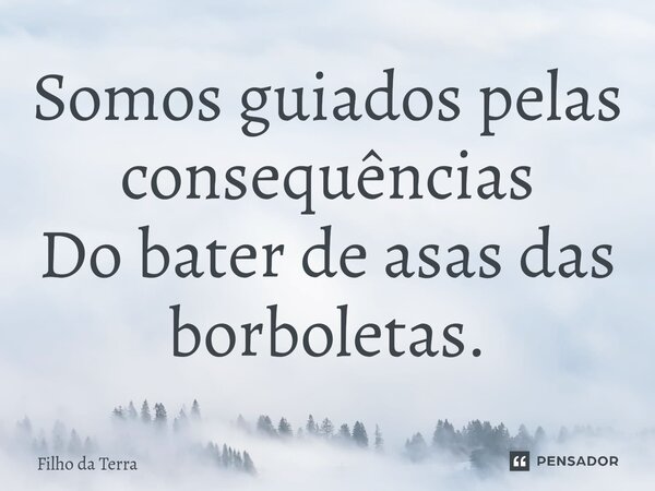 ⁠Somos guiados pelas consequências Do bater de asas das borboletas.... Frase de Filho da Terra.