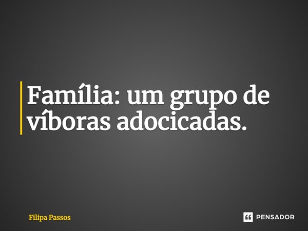 ⁠Família: um grupo de víboras adocicadas.... Frase de Filipa Passos.