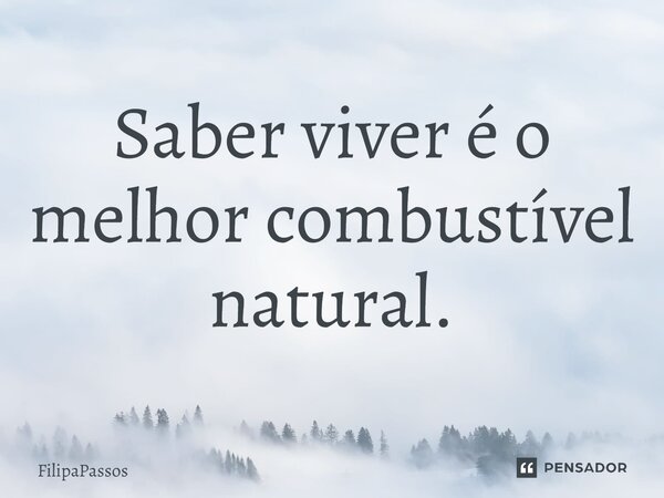 ⁠Saber viver é o melhor combustível natural.... Frase de FilipaPassos.