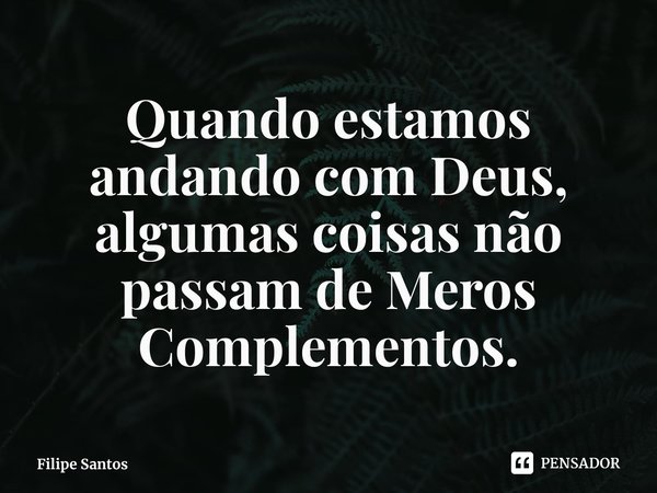 ⁠Quando estamos andando com Deus, algumas coisas não passam de Meros Complementos.... Frase de Filipe Santos.